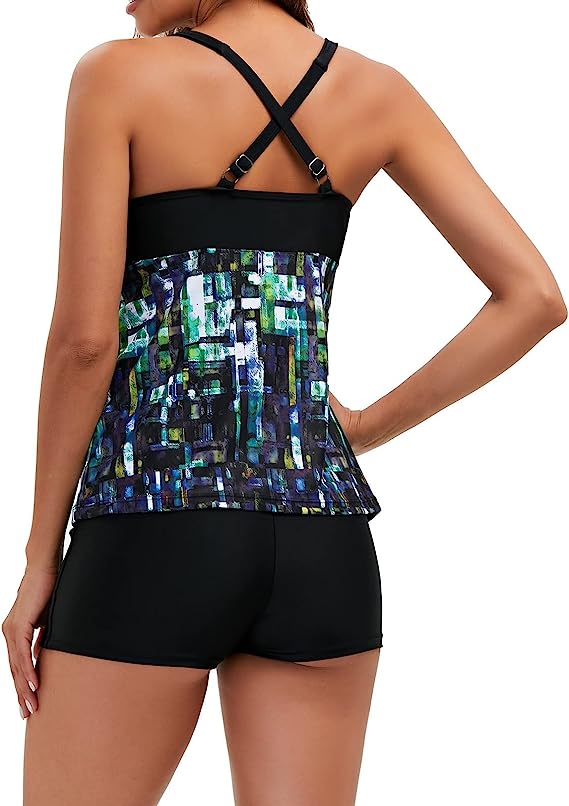 Valenzora | Geo Chic Tankini Set