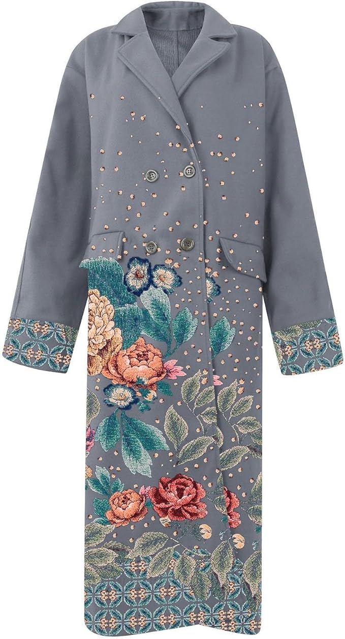 Wintermantel mit Blumenmuster