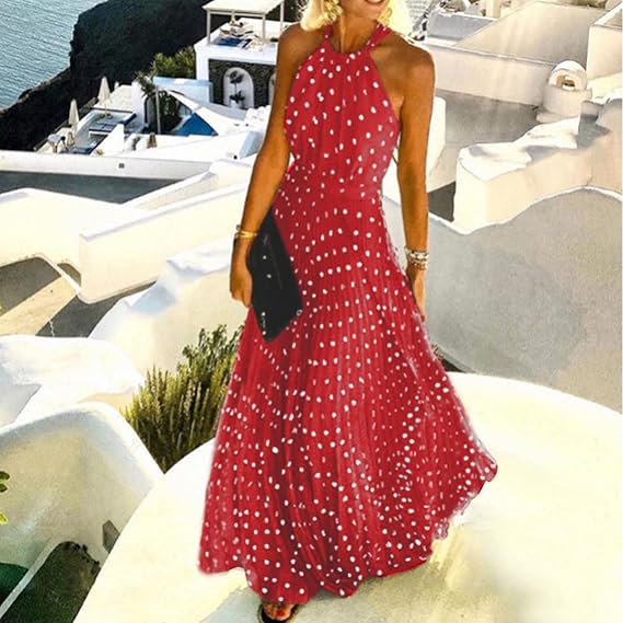 Valenzora | Boho Print Patchwork Halter Pleated Dresses
