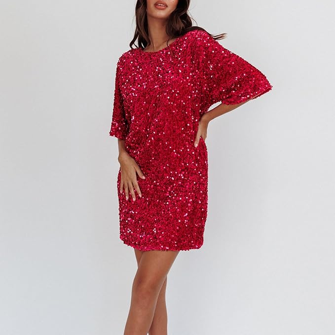 Valenzora | Glittering sequined dress with bell sleeves