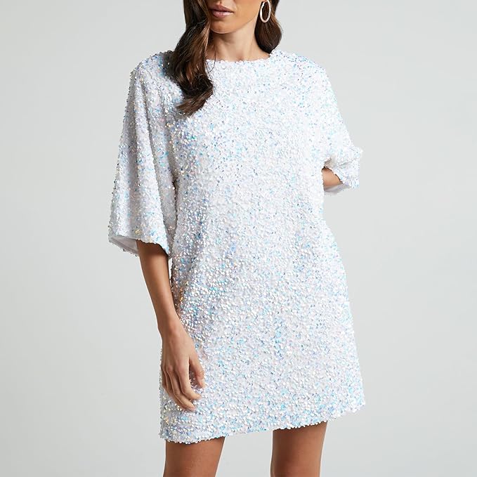 Valenzora | Glittering sequined dress with bell sleeves