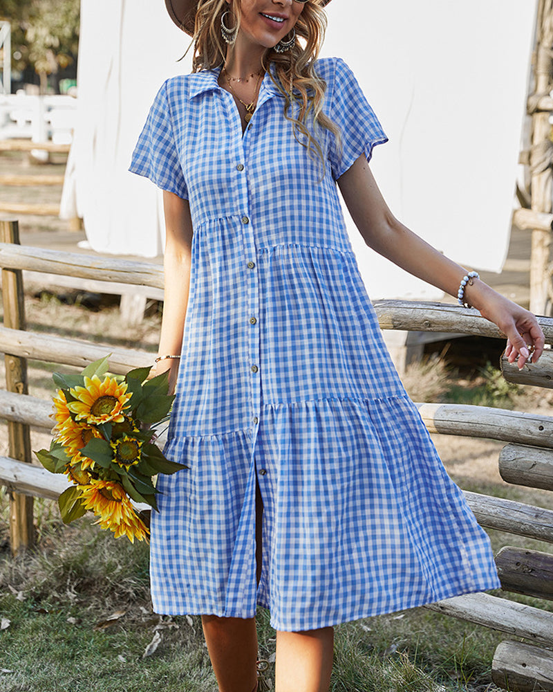 Valenzora | Casual checked shirt dress