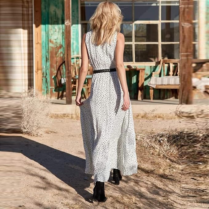 Valenzora | Böhmisches Patchwork-Kleid mit V-Ausschnitt und A-Linie in Tupfen