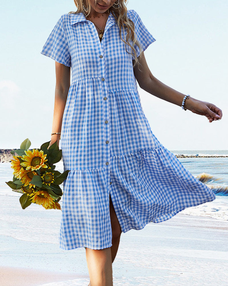 Valenzora | Casual checked shirt dress