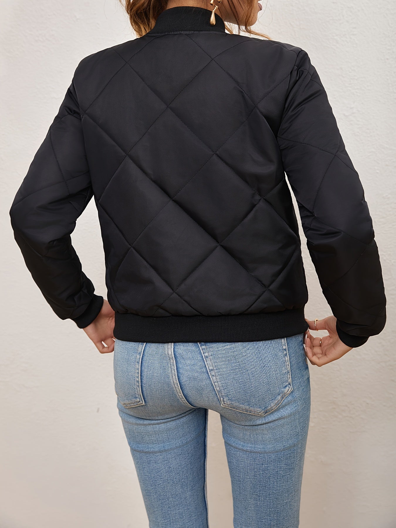 Valenzora | Argyle pattern bomber jacket for women