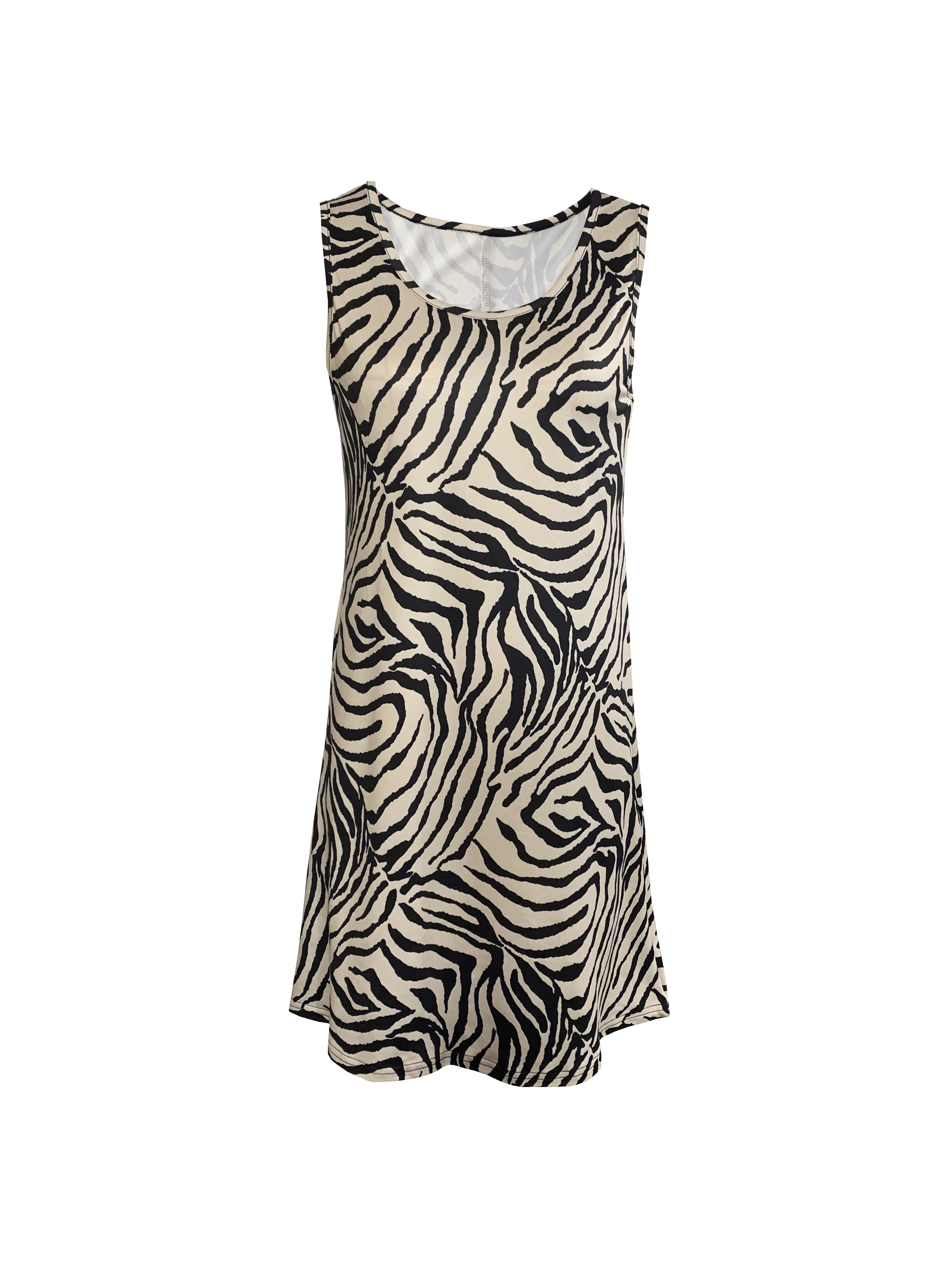 Valenzora | Sleeveless Zebra Dress, A-Line Summer Skirt
