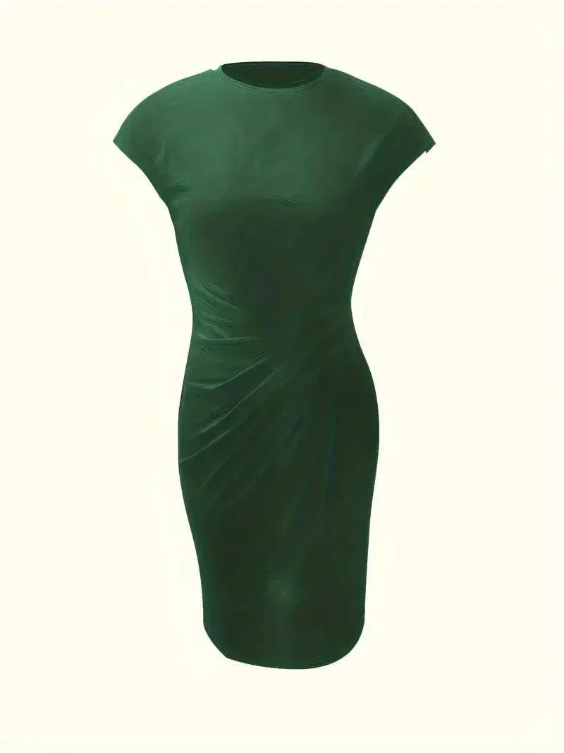 Valenzora | Stylish slim dress with round neckline