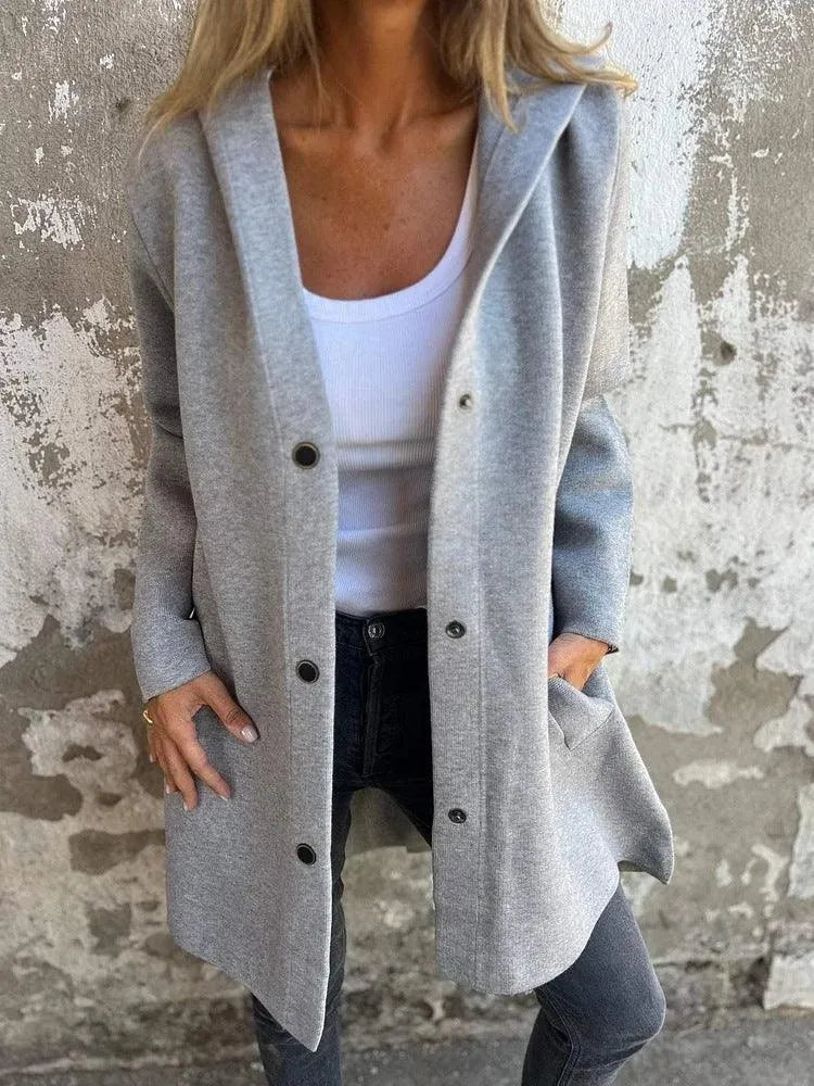 Valenzora | Lässige, einreihige Strickjacke mit Kapuze