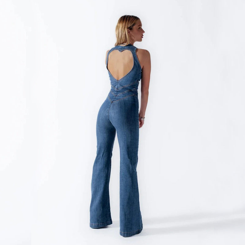 Valenzora | Damen-Jeans-Jumpsuit mit Reißverschluss