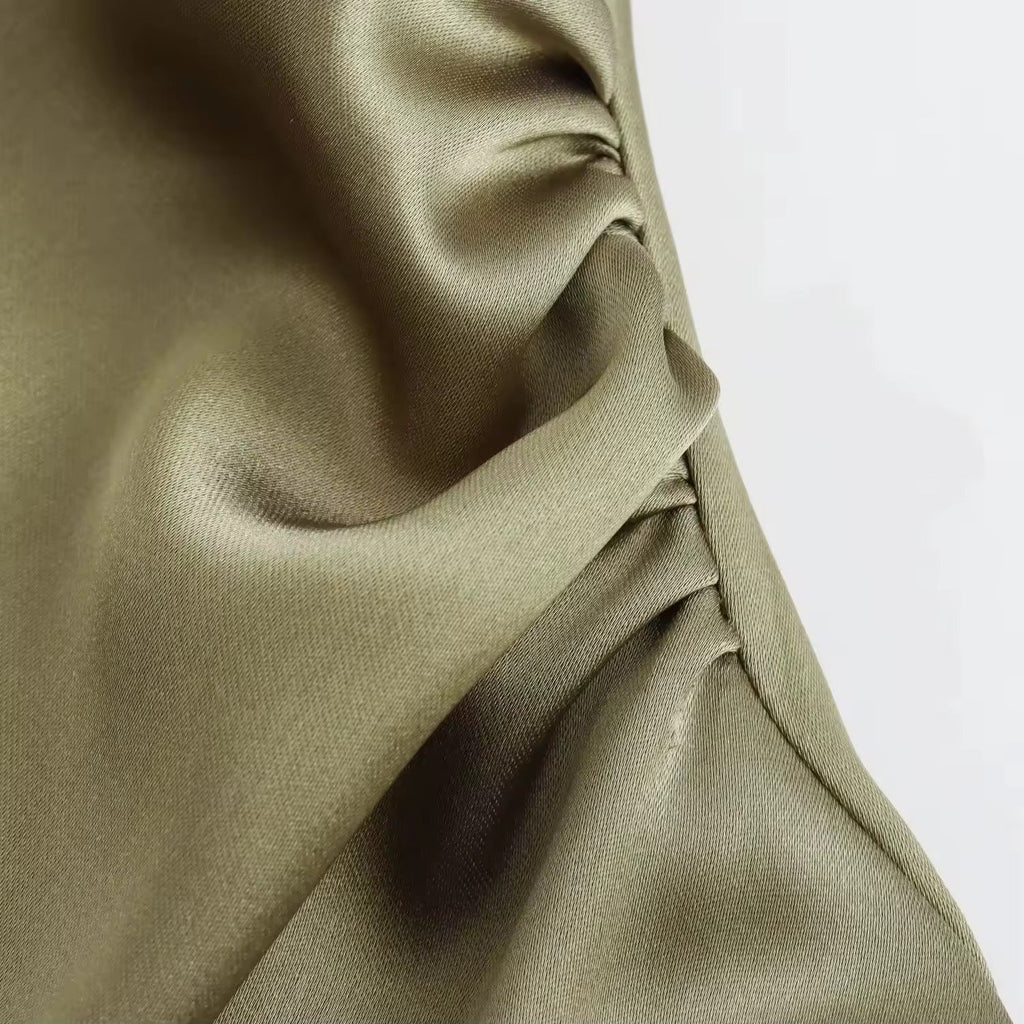 Valenzora | Satin Maxi Dress Elegant Draping