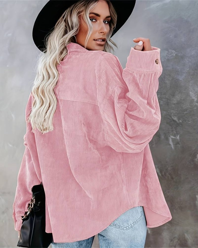 Valenzora - Women's oversized corduroy shirt for casual chic