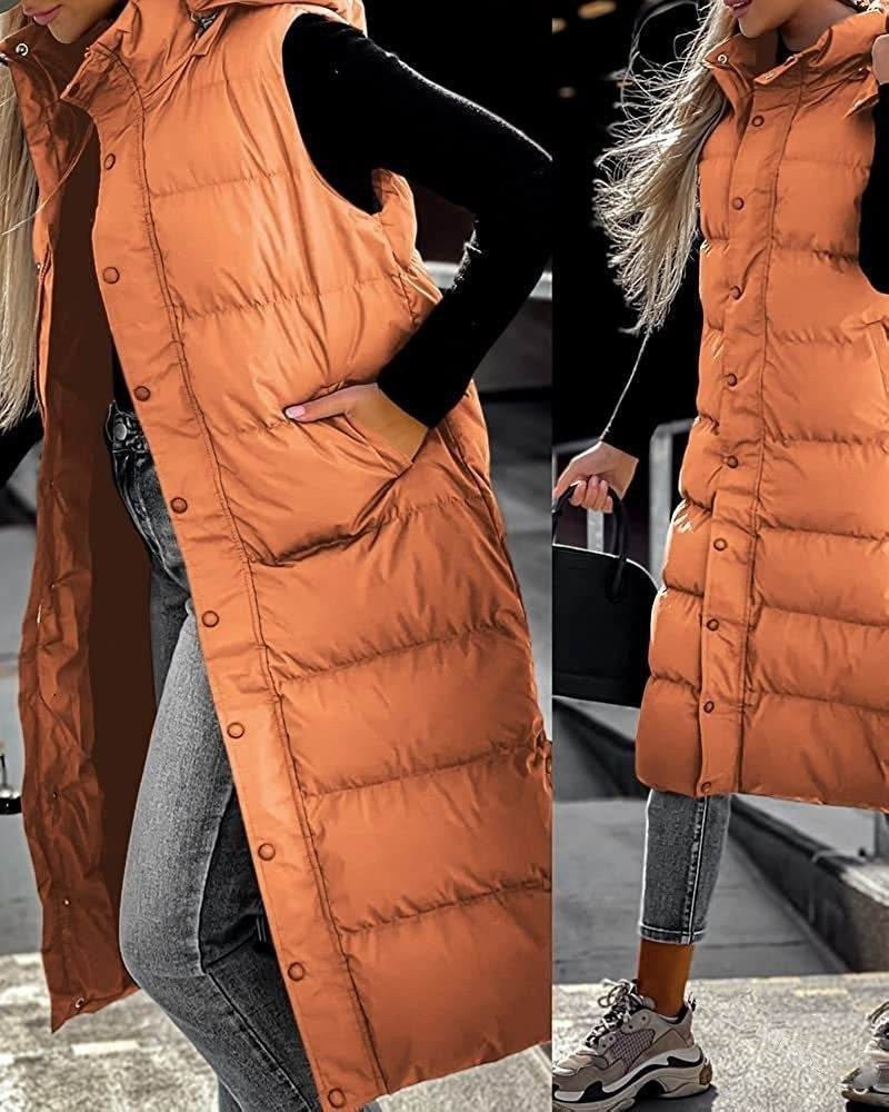Valenzora | Sleeveless, casual quilted jacket with hood and zipper