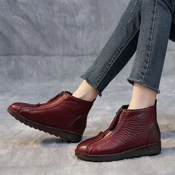 popular, non-slip leather ankle boots