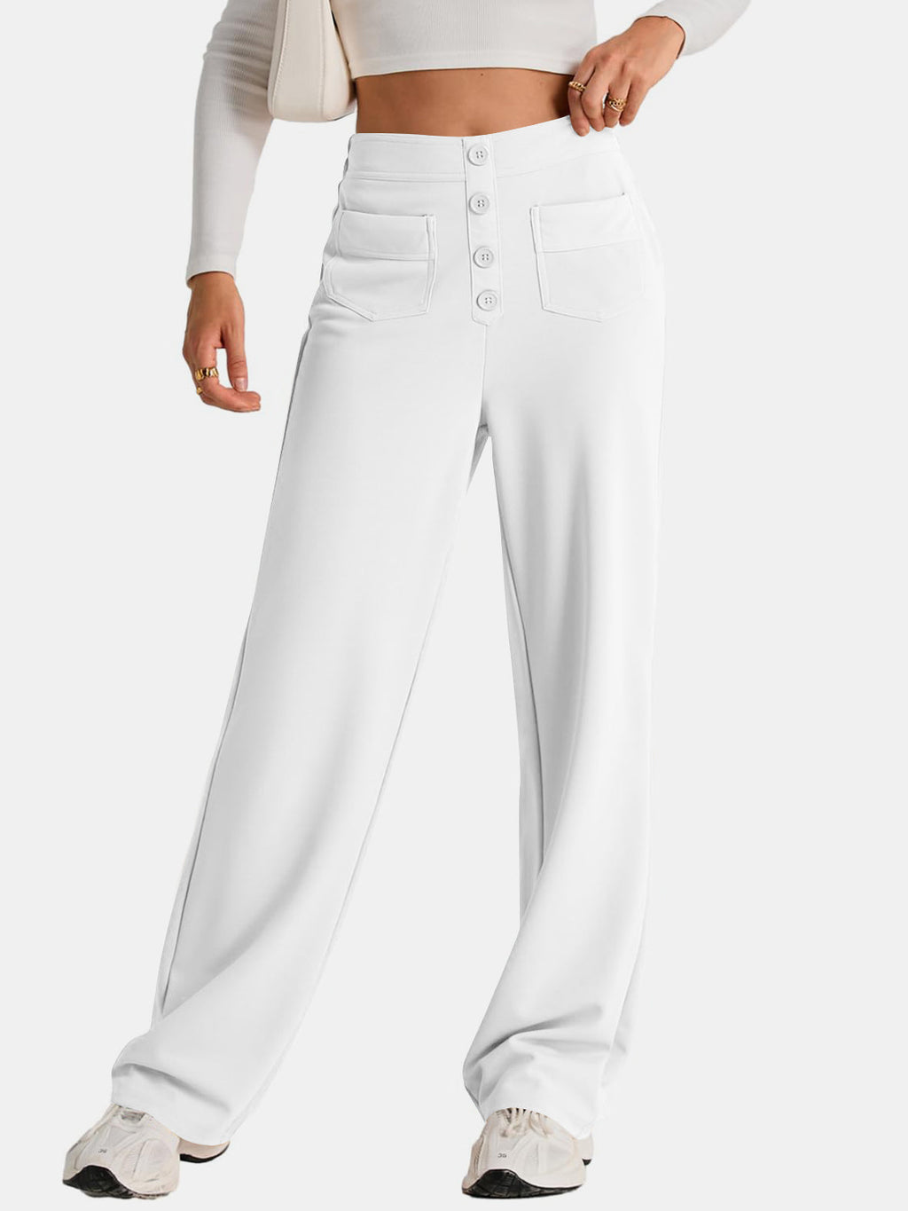 Valenzora | Wide-waisted trousers with pockets, elegant and comfortable