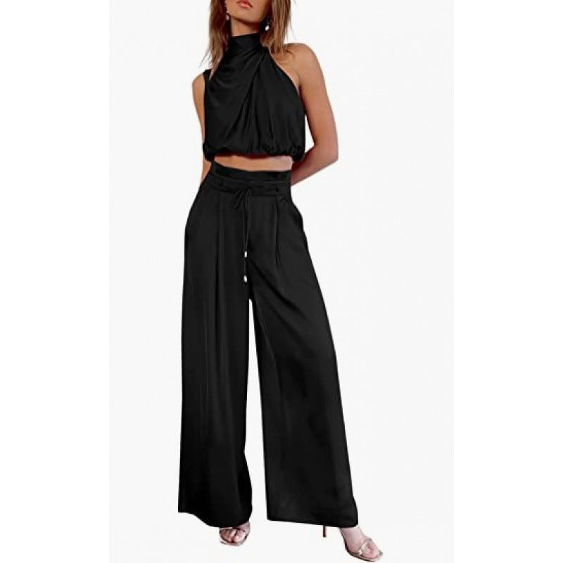 Valenzora | Casual Sleeveless Top with Midriff and Wide Legs 2-Piece Set Women's Clothing