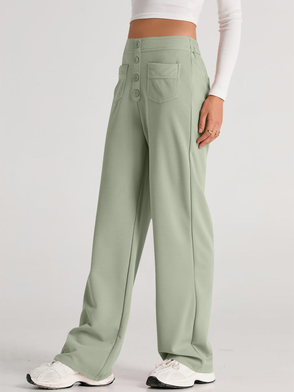 Valenzora | Wide-waisted trousers with pockets, elegant and comfortable
