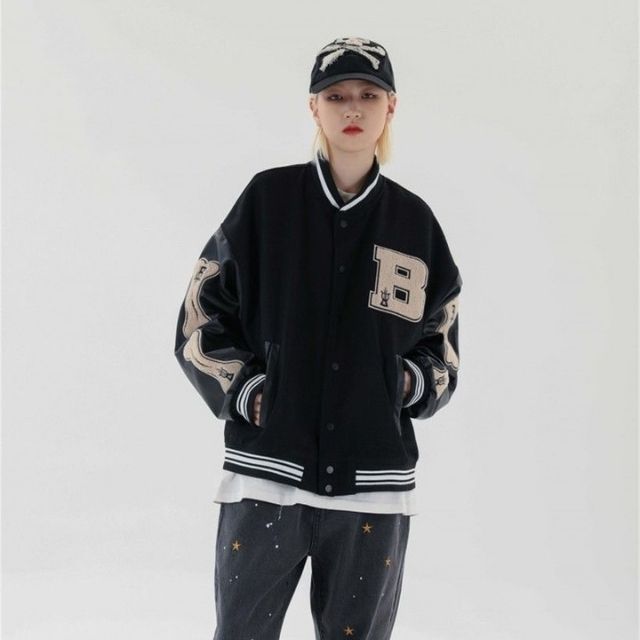 Valenzora | Varsity Streetwear Bomber Jacket with Embroidered Patches