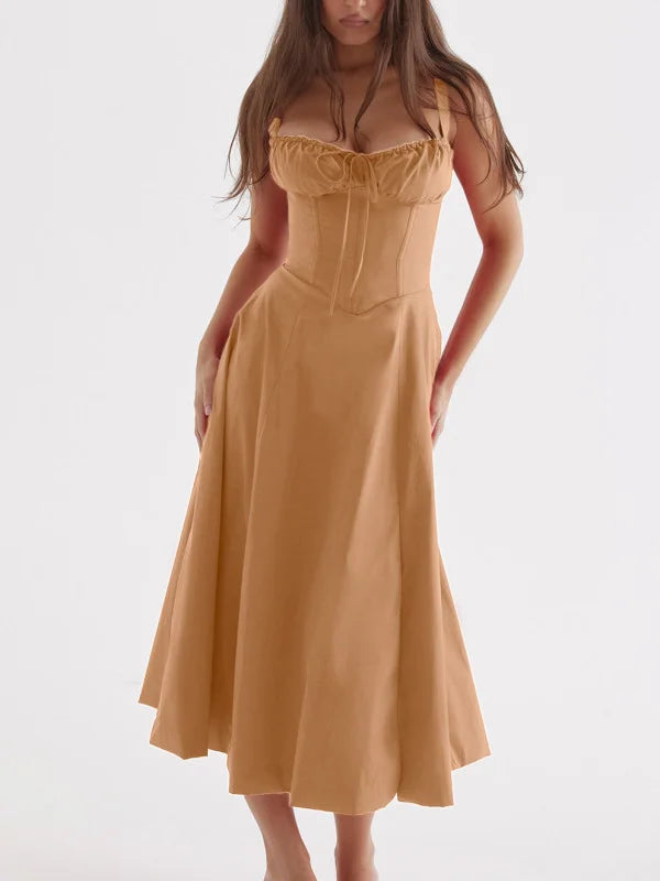 Valenzora - Midi dress with fitted top and flared skirt | Mini dress with spaghetti straps