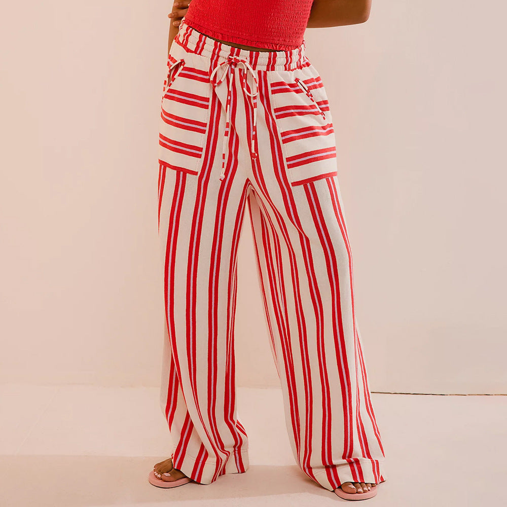 Valenzora | Casual Striped Wide Leg Trousers for Women