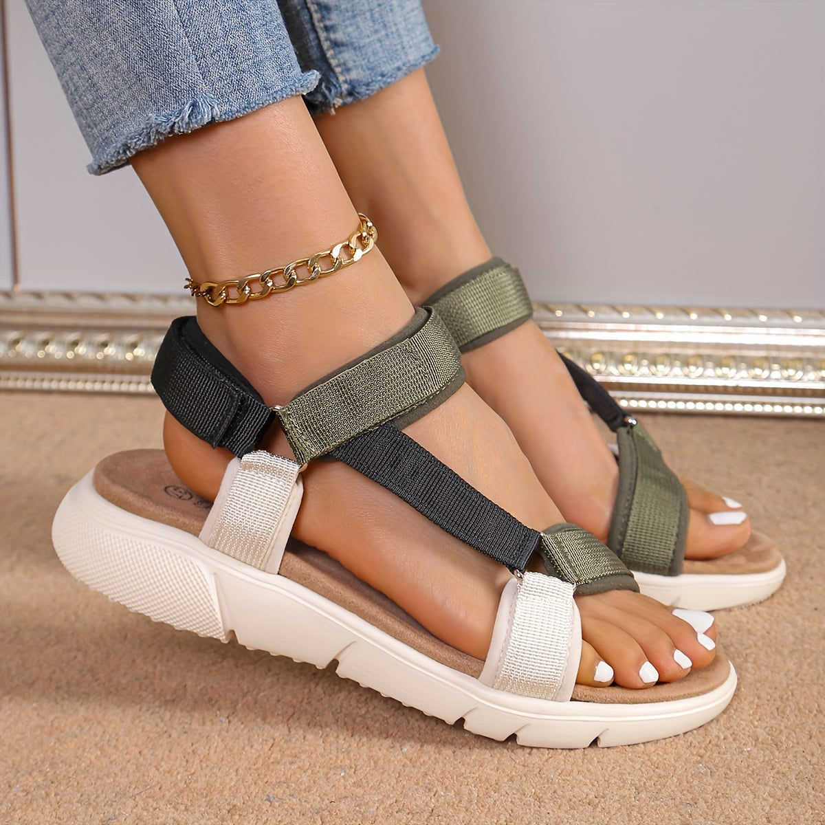 Valenzora | Women's Sandals: Color Block, Non-Slip, Elegant, Lightweight, Outdoor, Summer