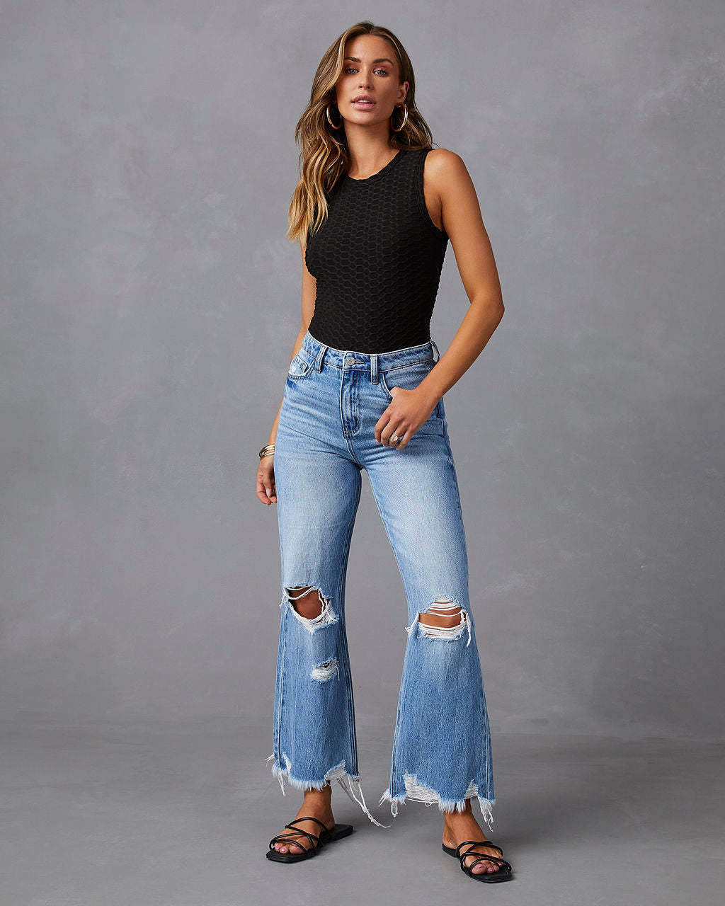 Valenzora | High-waisted Jeans mit Löchern für Damen