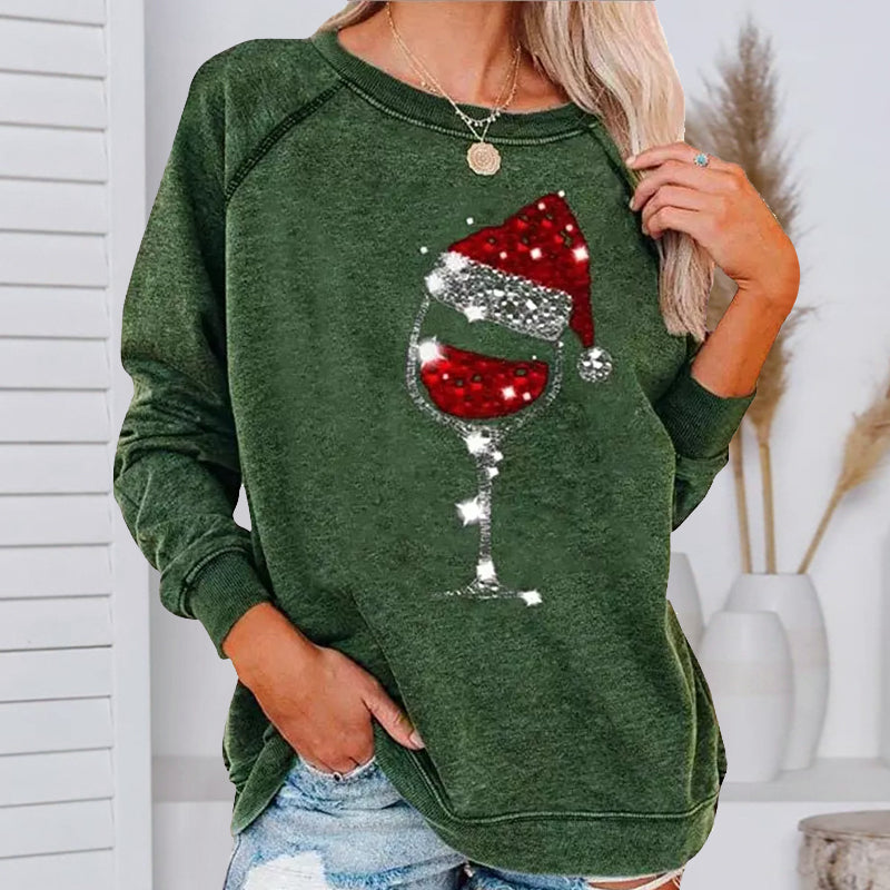 Valenzora | Festive Cheers Wine Glass Sweatshirt