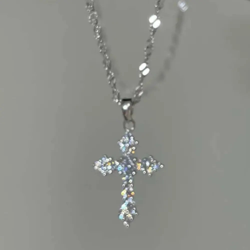 Valenzora | Crystal Zircon Cross Pendant Necklace for Women