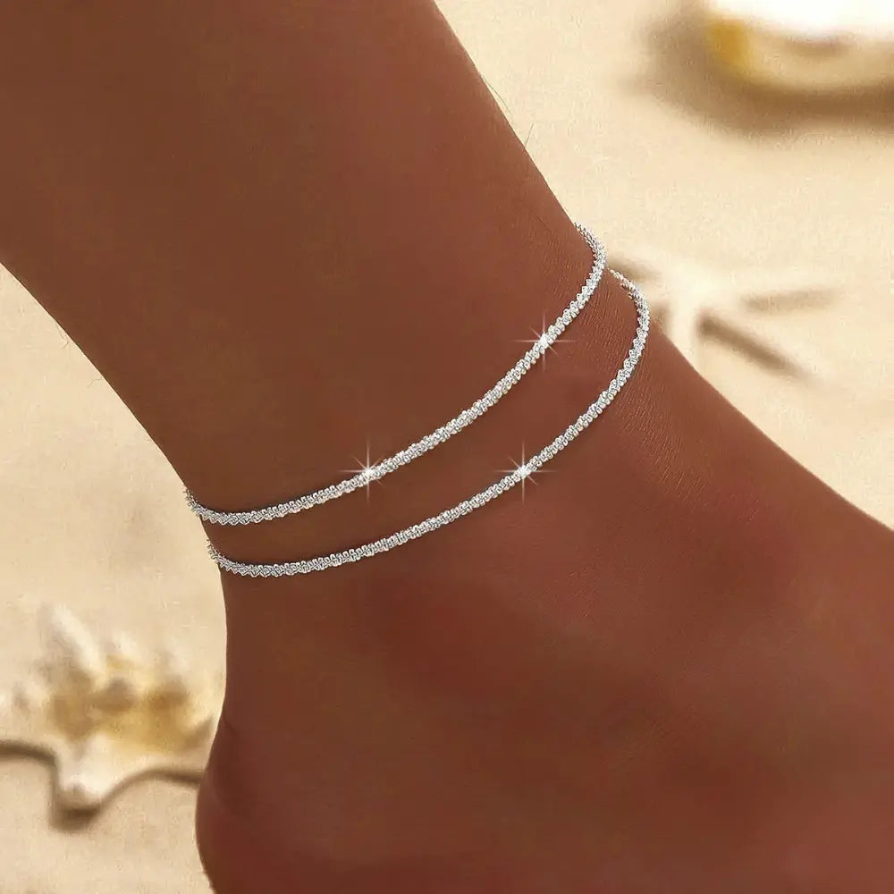 Valenzora | Elegantes Silber/Gold Doppel-Fußkettchen