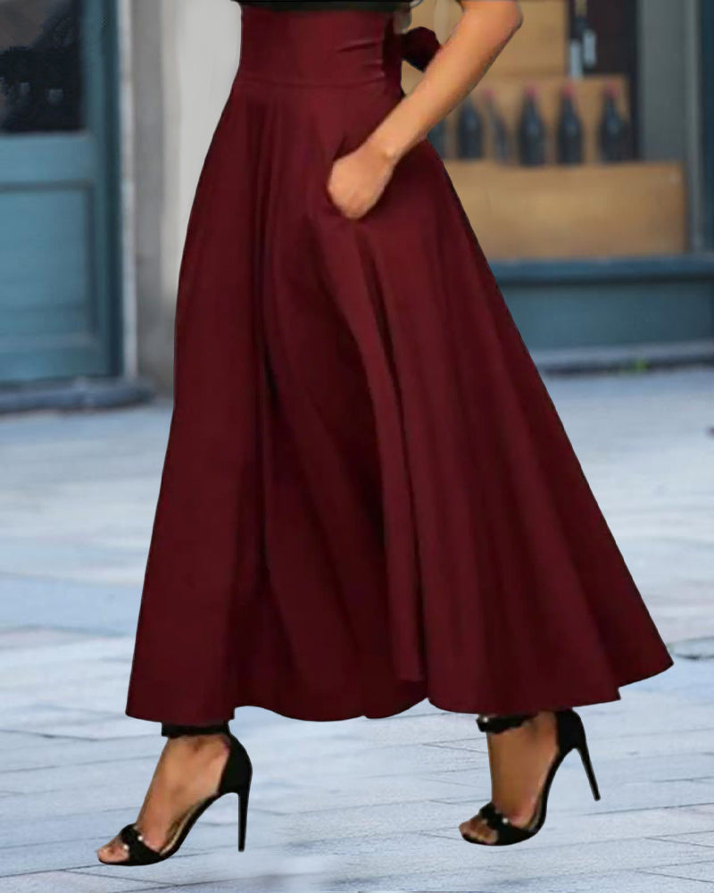 Valenzora | Maxi skirt with high waist and back tie