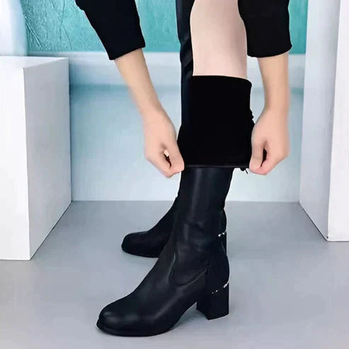 Valenzora - Warm leather over-the-knee boots