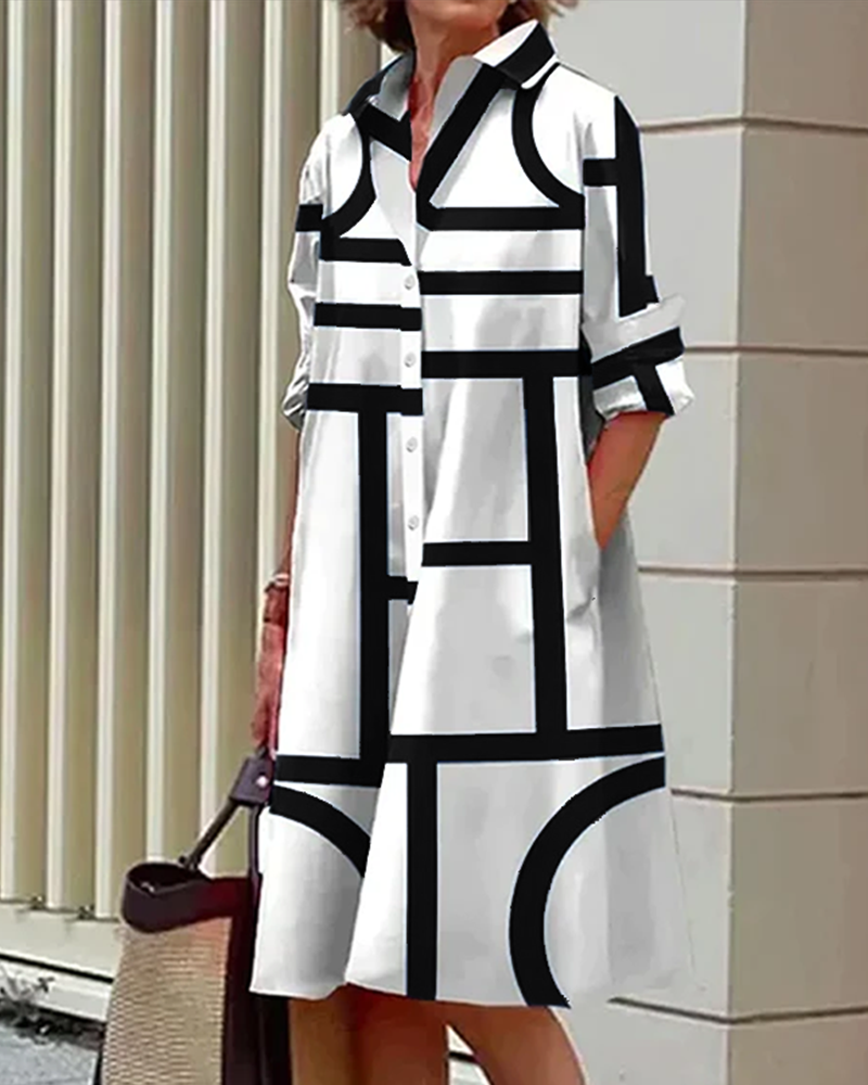 Valenzora | Dress with pockets and geometric print