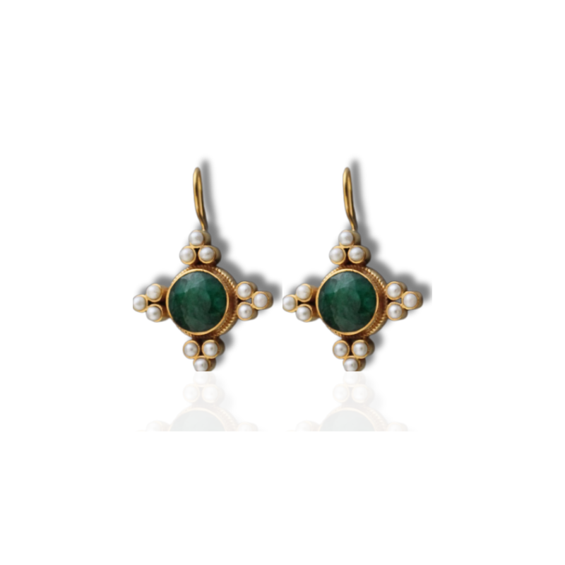 Valenzora | Pearl Vintage Drop Earrings Gold Plated