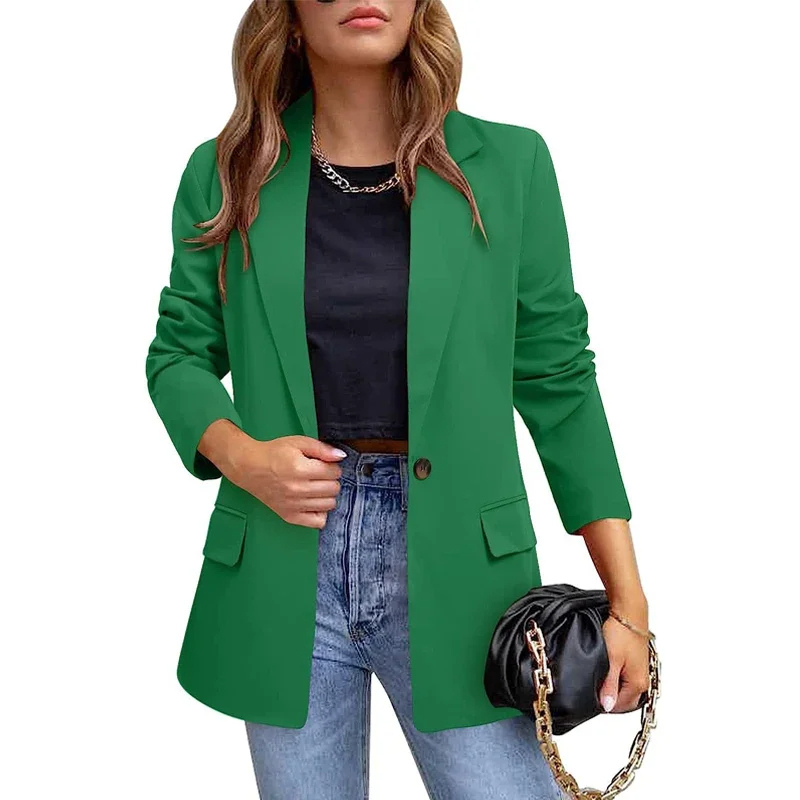 Valenzora | Long women's blazer with flap pockets and tailored cut