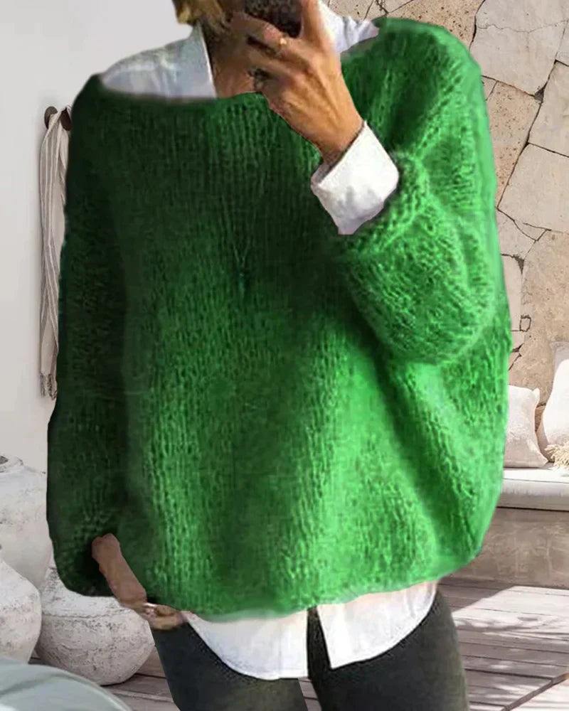 Colorful off-shoulder sweater