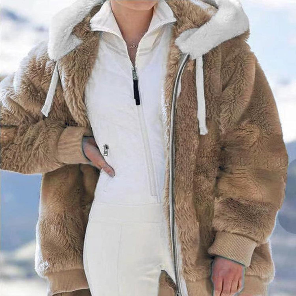 The most comfortable winter plush hooded jacket