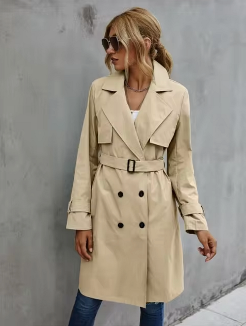– Long-sleeved casual trench coat