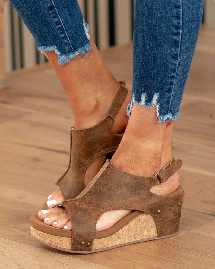 Valenzora | Trendy women's sandals with wedge heel and ergonomic footbed