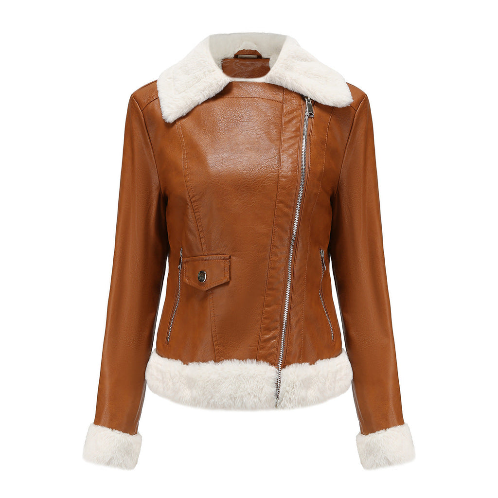 Valenzora | Winter leather jacket with fleece lining
