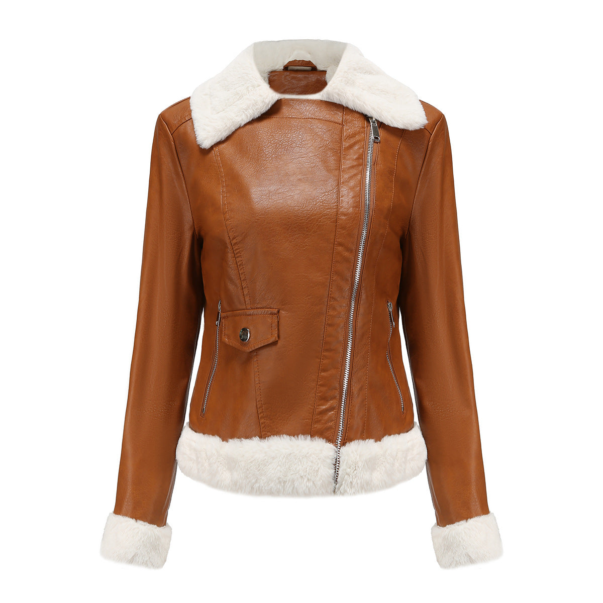 Valenzora | Winter leather jacket with fleece lining