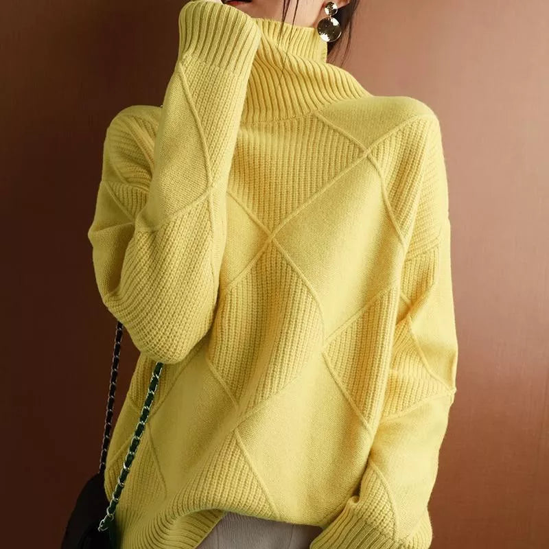 Comfortable, loose-fitting turtleneck sweater