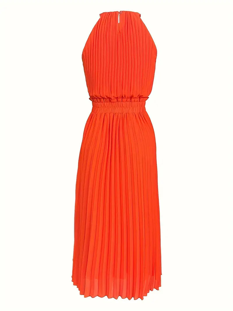 Valenzora | Elegantes sommerliches Midikleid mit Rundhalsausschnitt und geraffter Taille