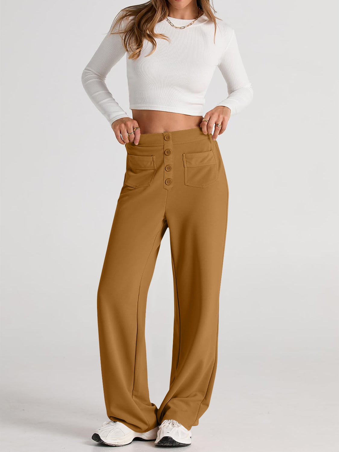Valenzora | Wide-waisted trousers with pockets, elegant and comfortable