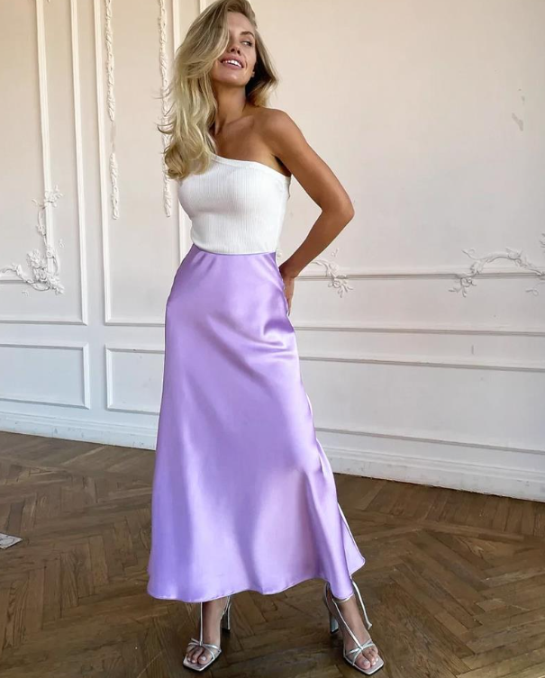 Valenzora | Stylish high-waisted skirt Silky Ice Silk skirt