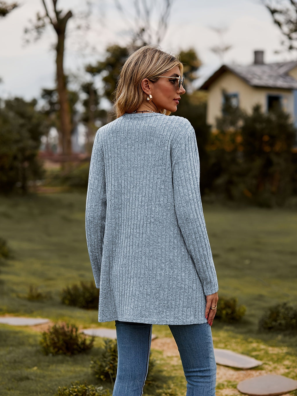 Valenzora Warm Ribbed Cotton Knit Cardigan for Women | Perfect for Casual Days