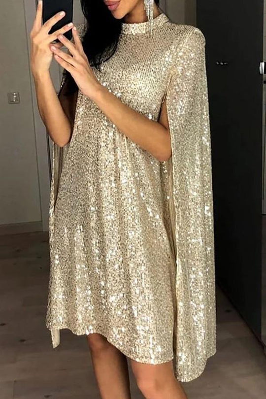 Valenzora | Wine Me And Dine Me Sequin Cape Dress