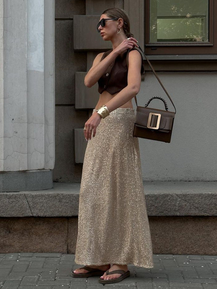 Valenzora | Women's Casual Fashion Simple Sequined Skirt