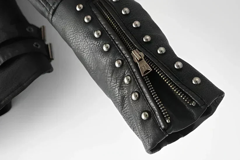 Valenzora | Leather jacket with embroidery