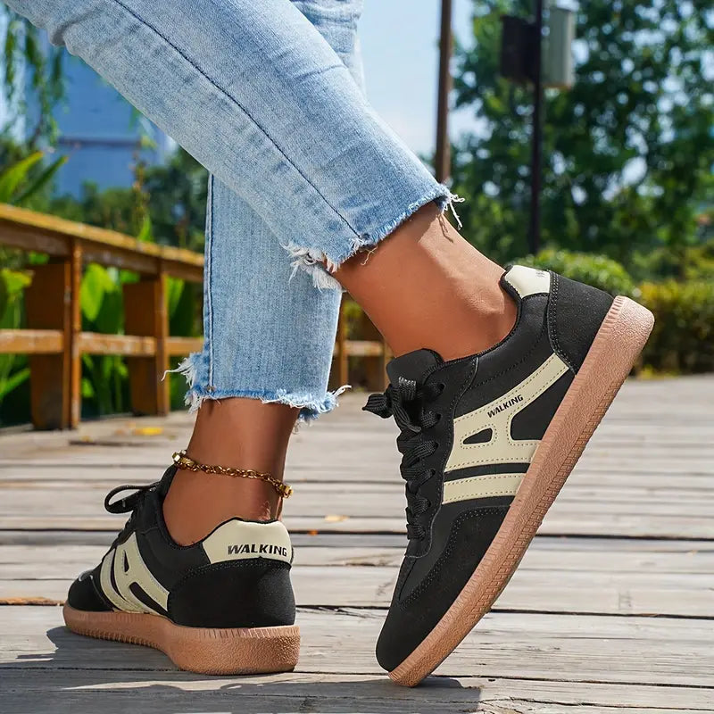 Valenzora | Women's Casual Low Heel Sneakers, Lace-Up Fashion Shoes