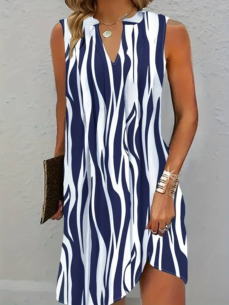 Valenzora | Striking striped sleeveless dress