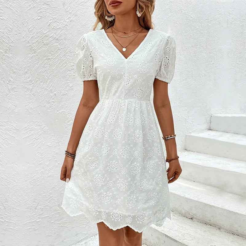 Valenzora | Cotton mini dress with embroidery